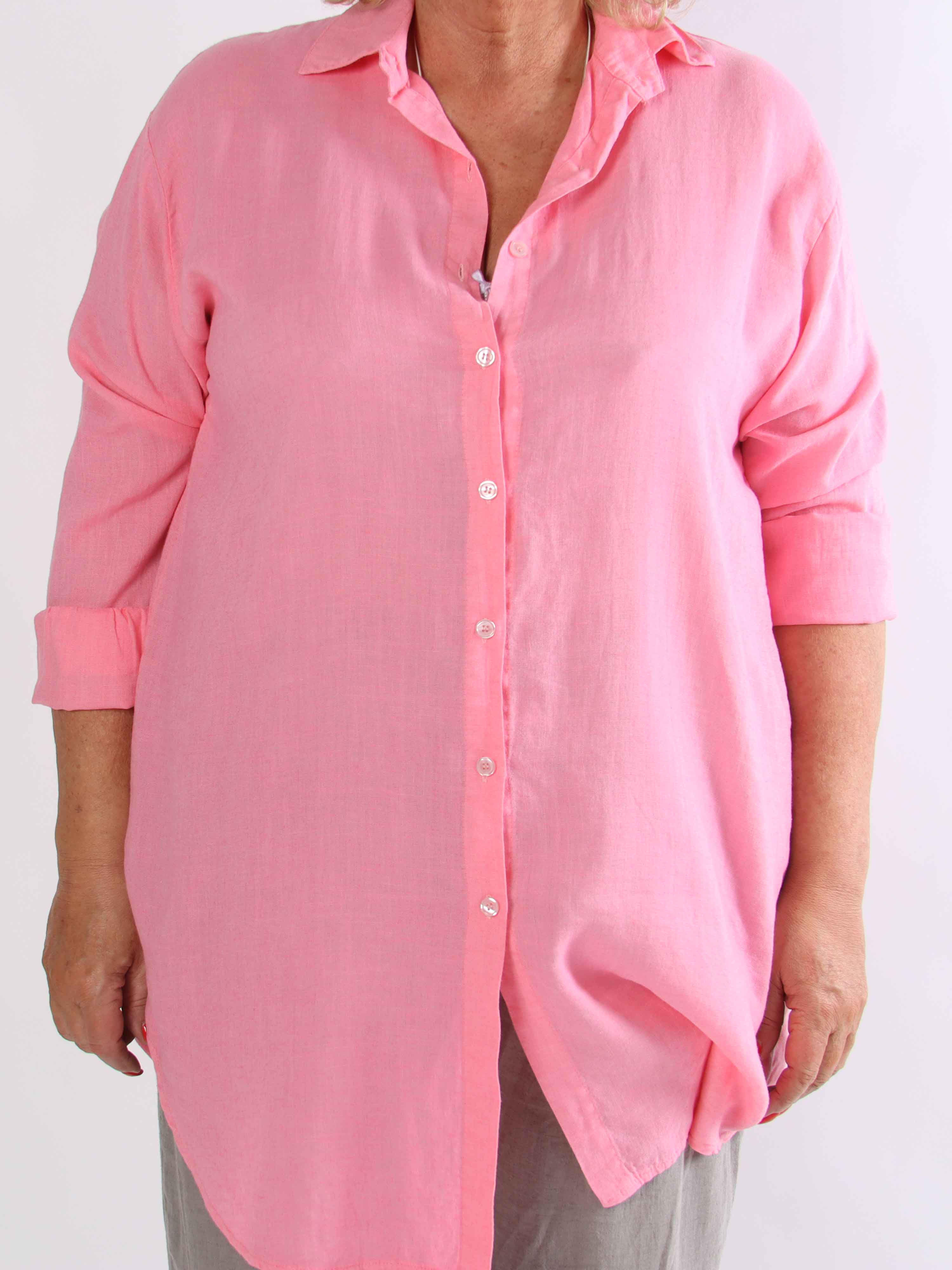 Clara Dress - Plus size skjortekjole i viskose og hør